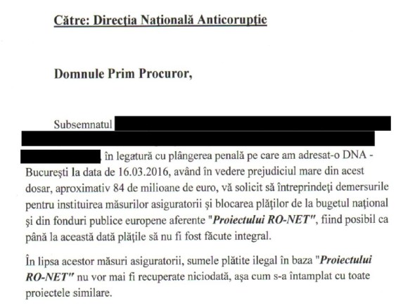 Plangere penala catre DNA in cazul Ro-Net